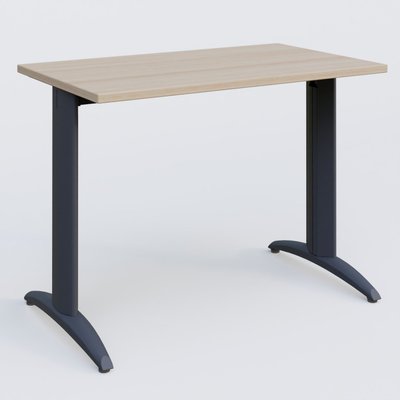 Gamme K2 - Plans droits - K2 Plateau droit 100x60 pieds fixe. Plateau Acacia et pietement Anthracite.