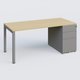 K3 Plateau droit 180x80 avec caisson métalique sous le plateau. Plateau Chêne clair et pietement Aluminium