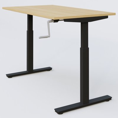 [Pas de famille] - [Pas de sous famille] - Poste solo 120*80 réglable en hauteur manuel 70-116 cm gamme KPro1. Plateau Chêne clair et pietement Noir.