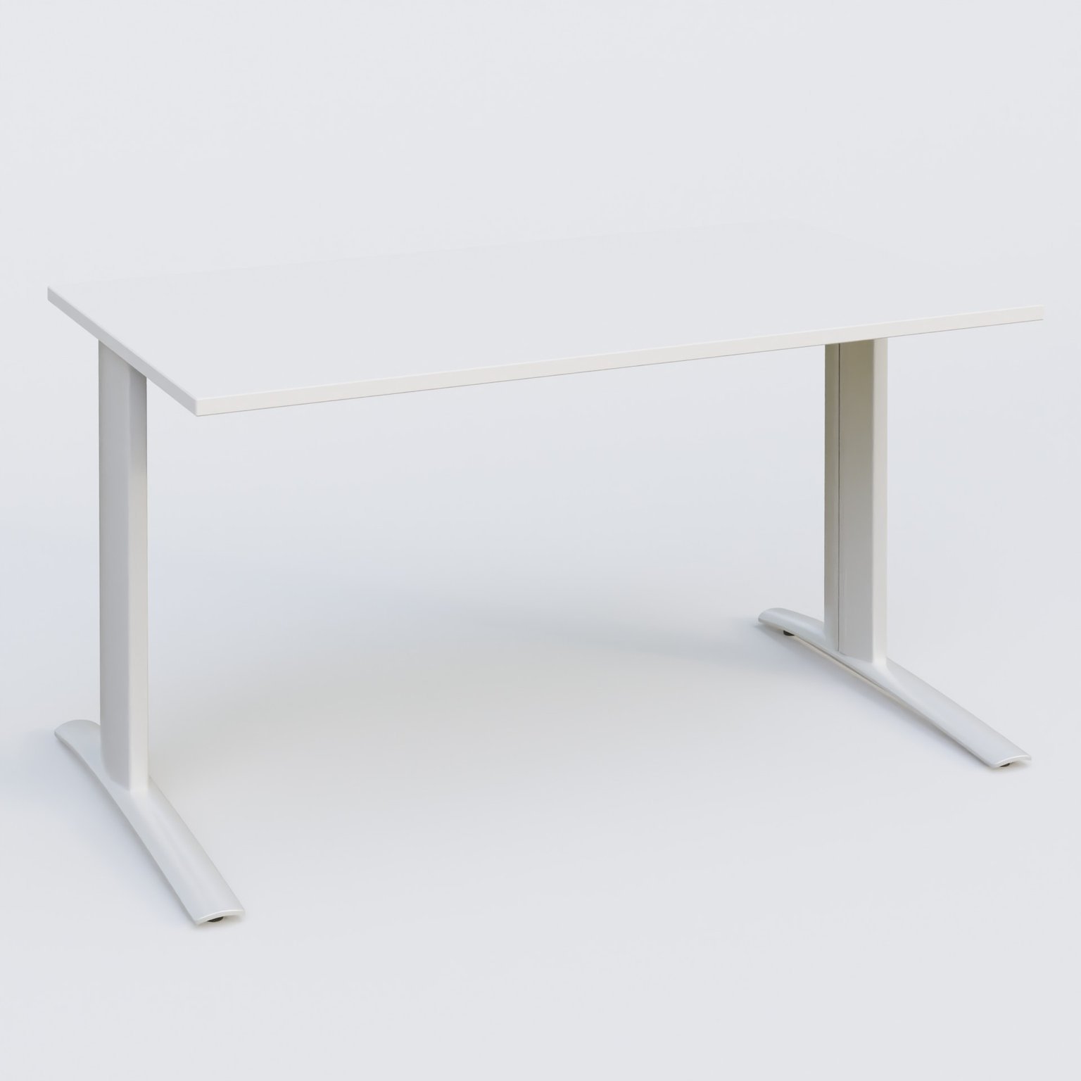 K1 Plateau droit 120x80 pieds fixe. Plateau Blanc et pietement Blanc