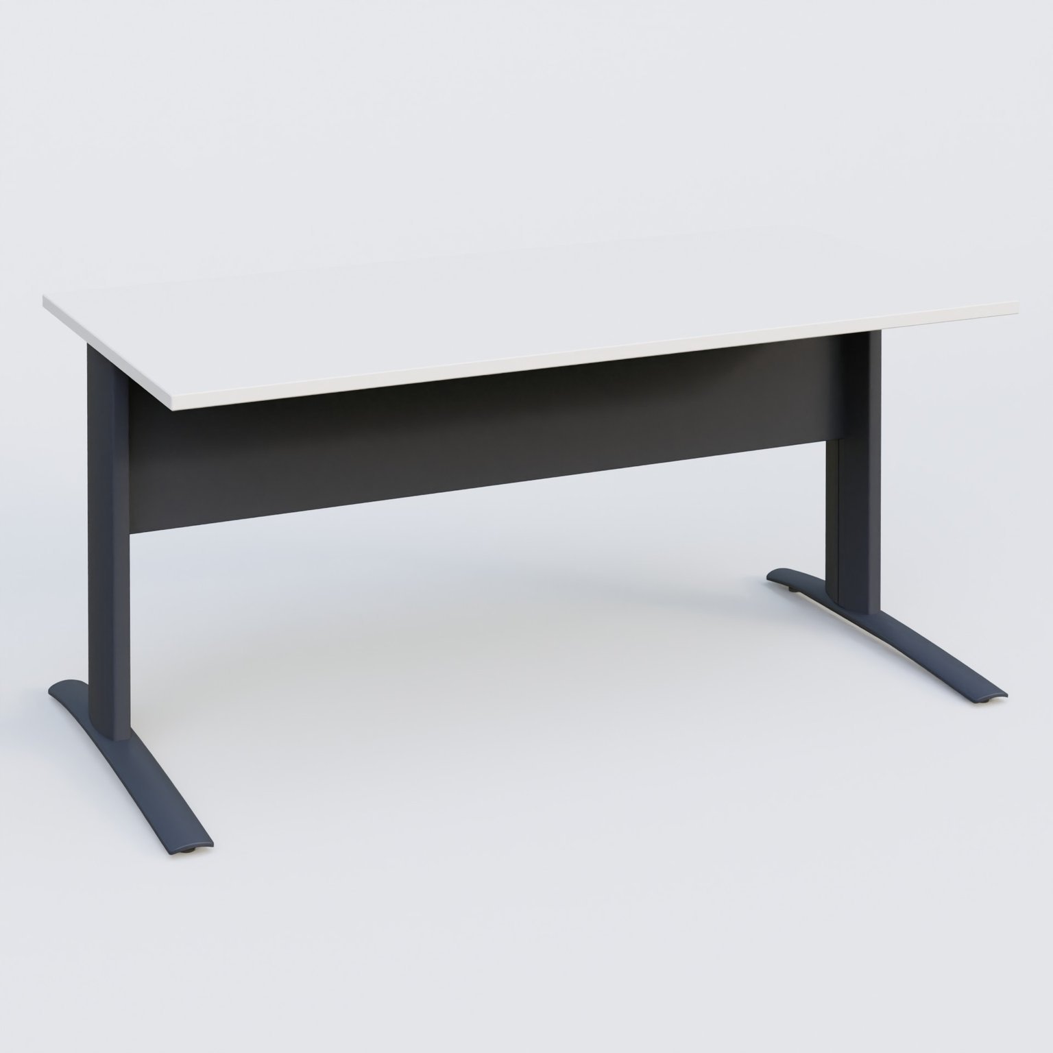 K1 Plateau droit 160x80 avec voile de fond métal. Plateau Blanc et pietement Anthracite