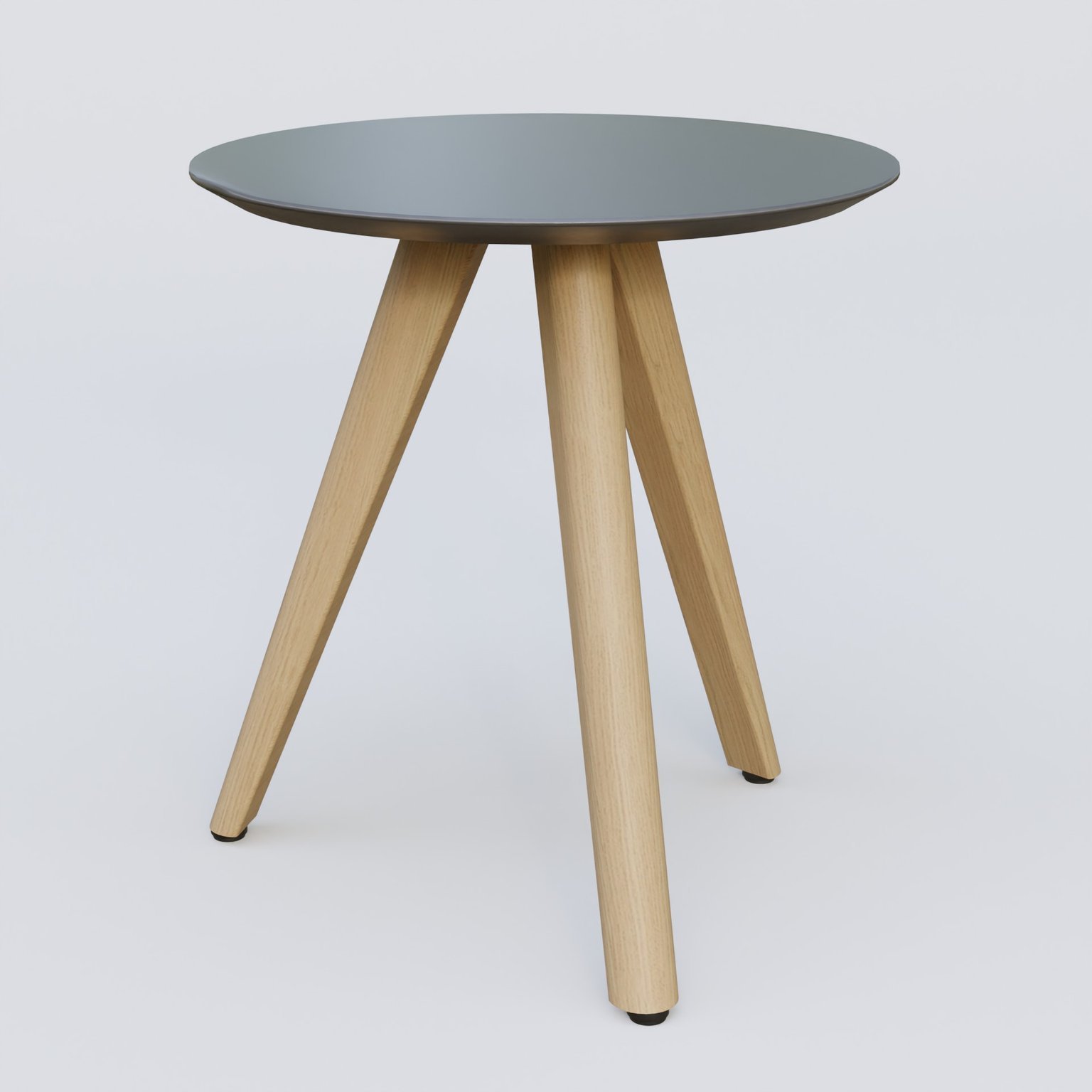 Table Basse Fashion Styl piètement 3 pieds en bois et plateau bois. Plateau Carbon Grey et pietement Chêne.