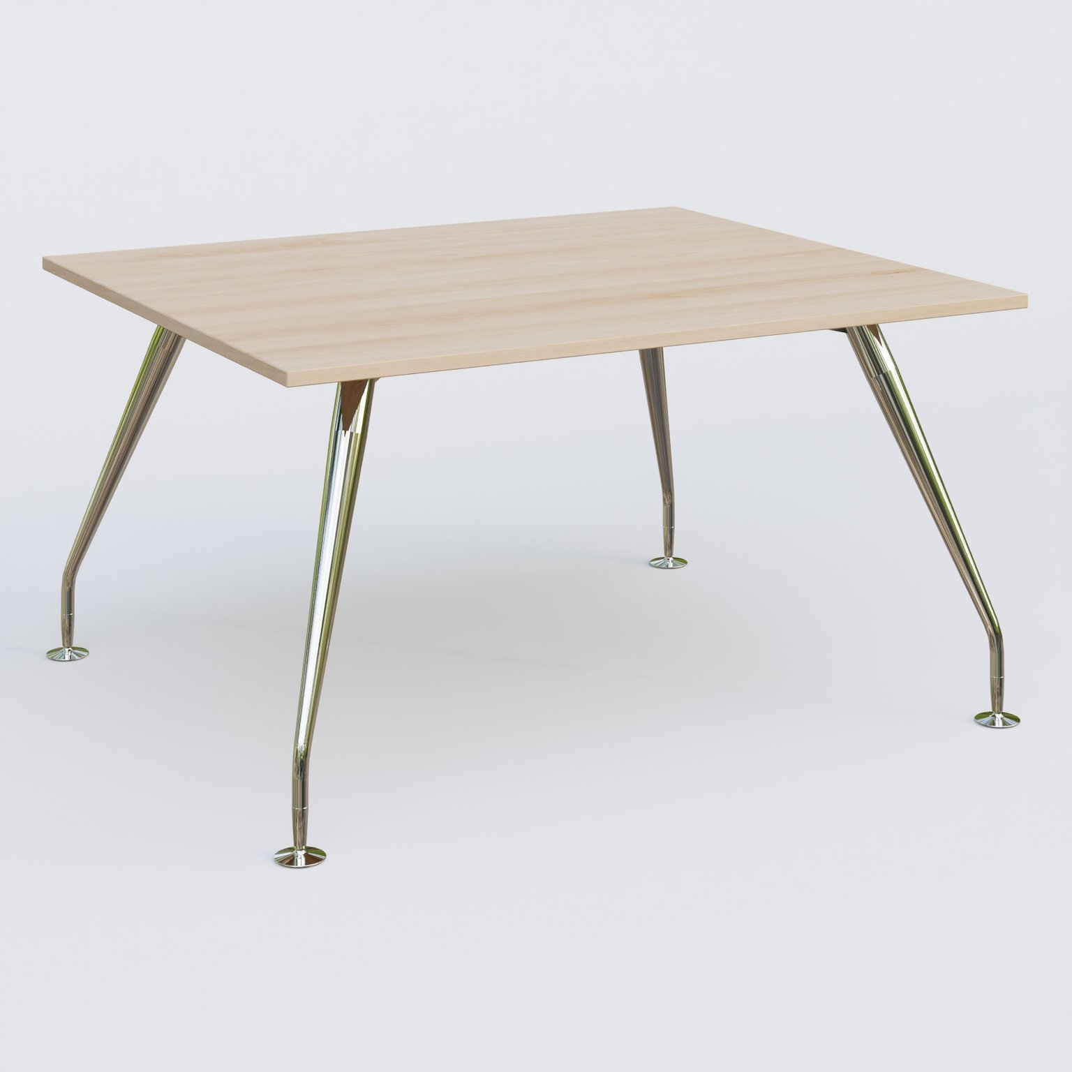 K5 plan droit 140*120 cm. Plateau Hêtre et pietement Chrome avec base chromé.