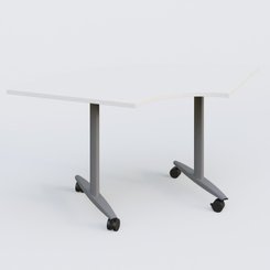 [Pas de famille] - [Pas de sous famille] - Module 1/4 de couronne pour table abattante gamme Design 120*120 cm. Plateau Blanc et pietement Aluminium.