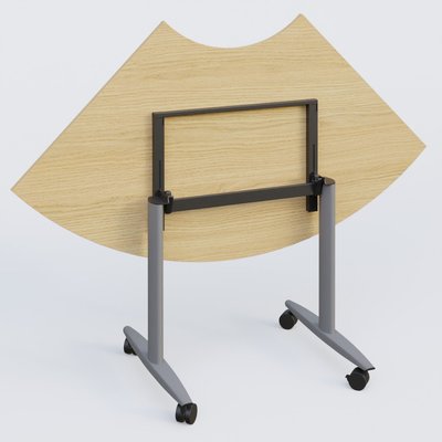[Pas de famille] - [Pas de sous famille] - Module 1/4 de couronne pour table abattante gamme Design 120*120 cm. Plateau Chêne clair et pietement Aluminium.