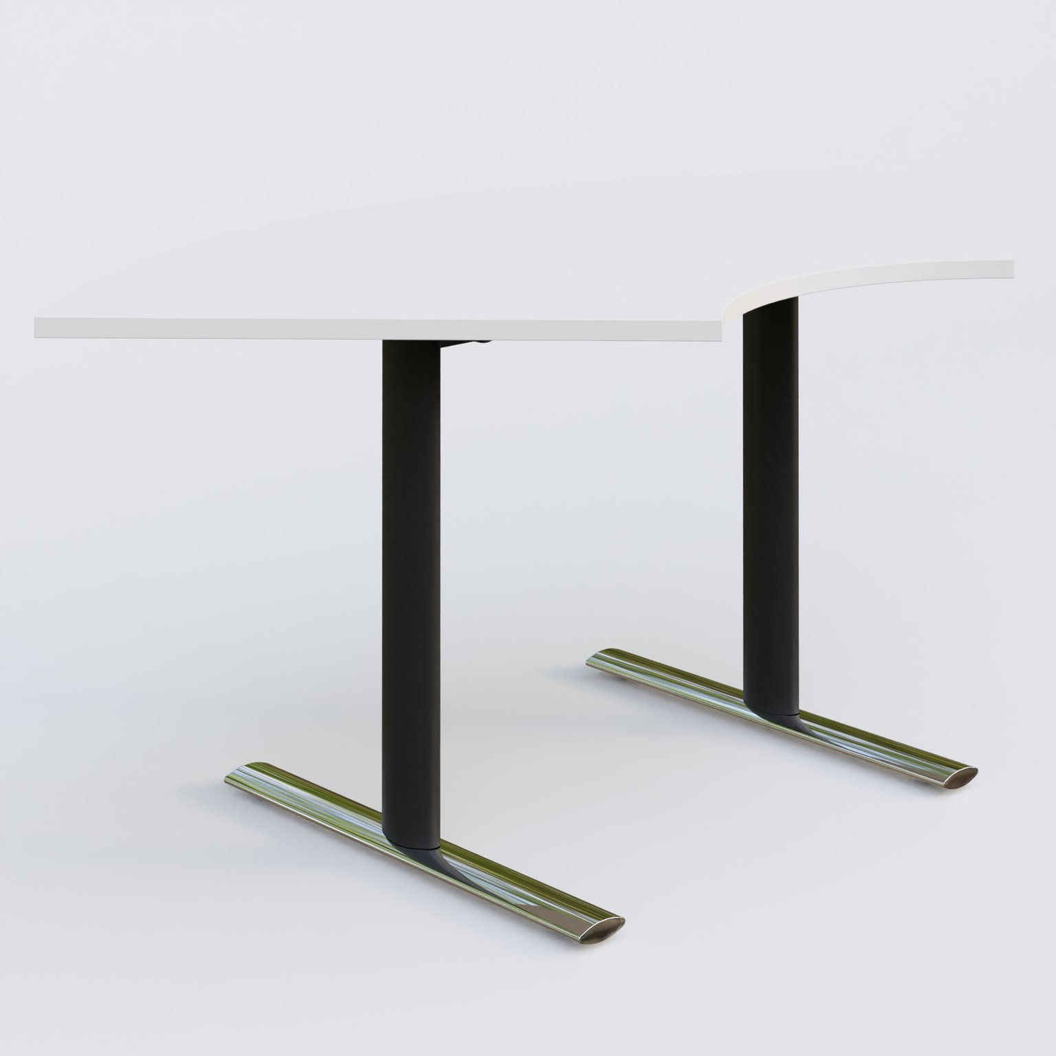 Module 1/4 de couronne gamme Pure 120-120 cm. Plateau Blanc et pietement Noir/Chrome.