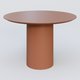 Table Basse Fashion Styl piètement colonne en métal D-26cm et plateau bois. Plateau Brun cuivré (RAL 8004) et pietement Brun cuivré (RAL 8004).