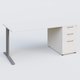 K1 Plateau droit 160x80 avec caisson porteur sous plateau mélamine à droite. Plateau Blanc et pietement Aluminium