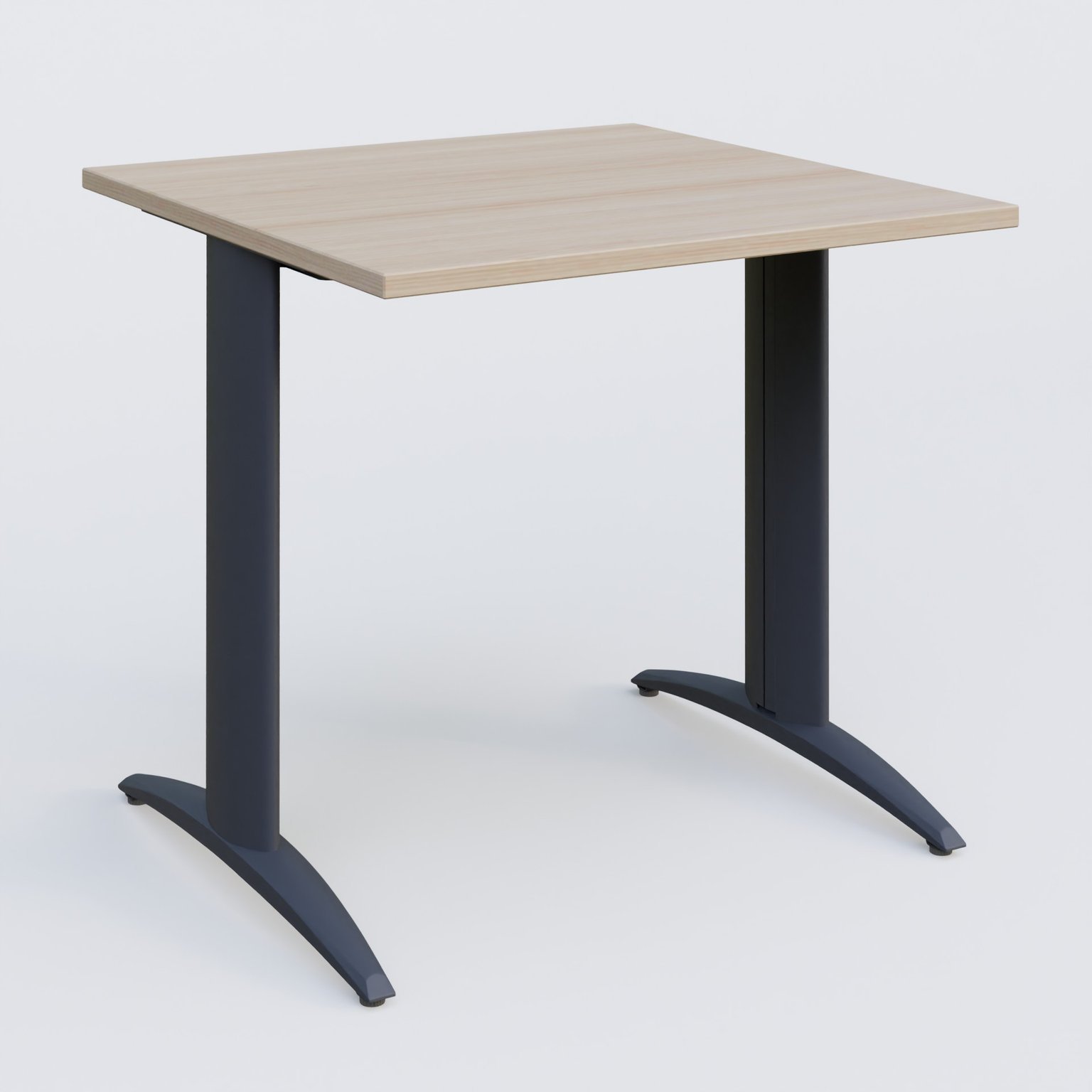 K2 Plateau droit 80x80 pieds fixe. Plateau Acacia et pietement Anthracite.