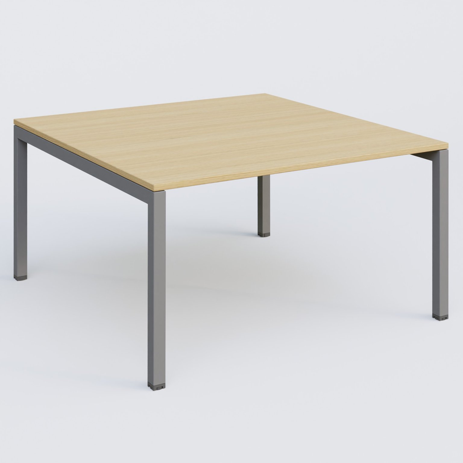 K3 Plateau droit 140x145 pieds fixe. Plateau Chêne clair et pietement Aluminium.