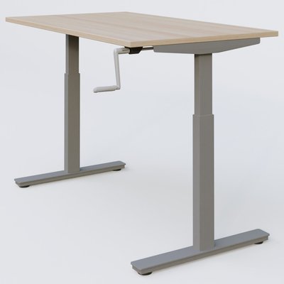 [Pas de famille] - [Pas de sous famille] - Poste solo 120*80 réglable en hauteur manuel 70-116 cm gamme KPro1. Plateau Acacia et pietement Aluminium.