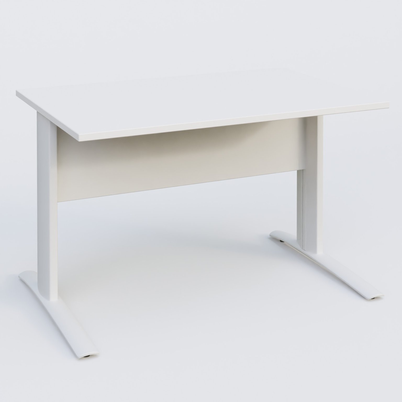 K1 Plateau droit 120x80 avec voile de fond métal. Plateau Blanc et pietement Blanc