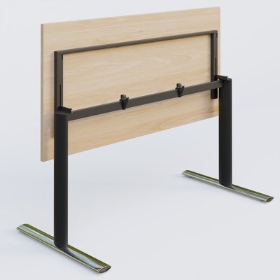 [Pas de famille] - [Pas de sous famille] - Module droit gamme Pure 160-80 cm. Plateau Hêtre et pietement Noir/Chrome.
