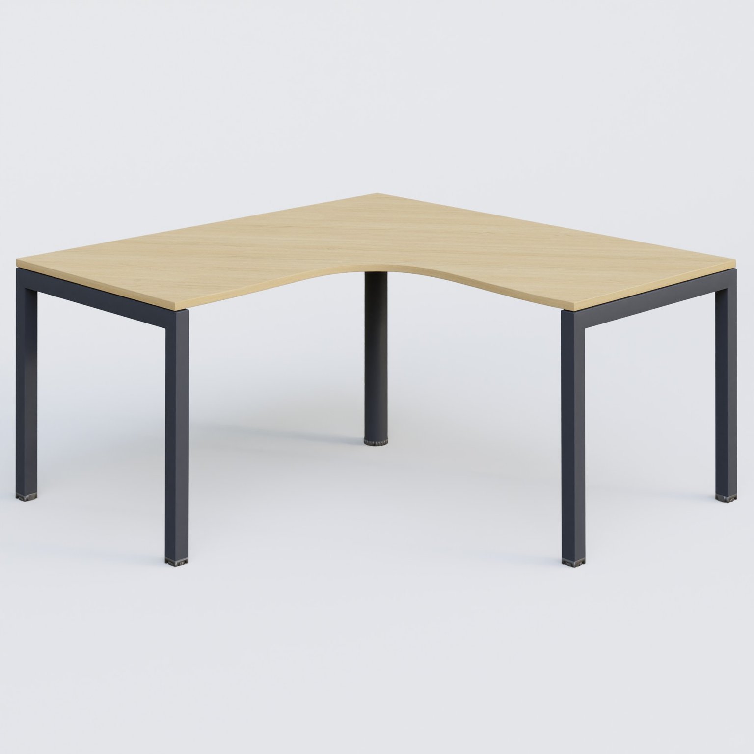 Bureau compact L 160/160 P 80/80 gamme K3. Plateau Chêne clair et pietement Anthracite.