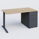 K1 Plateau droit 140x80 avec caisson métal porteur sous plateau à droite. Plateau Chêne naturel et pietement Anthracite