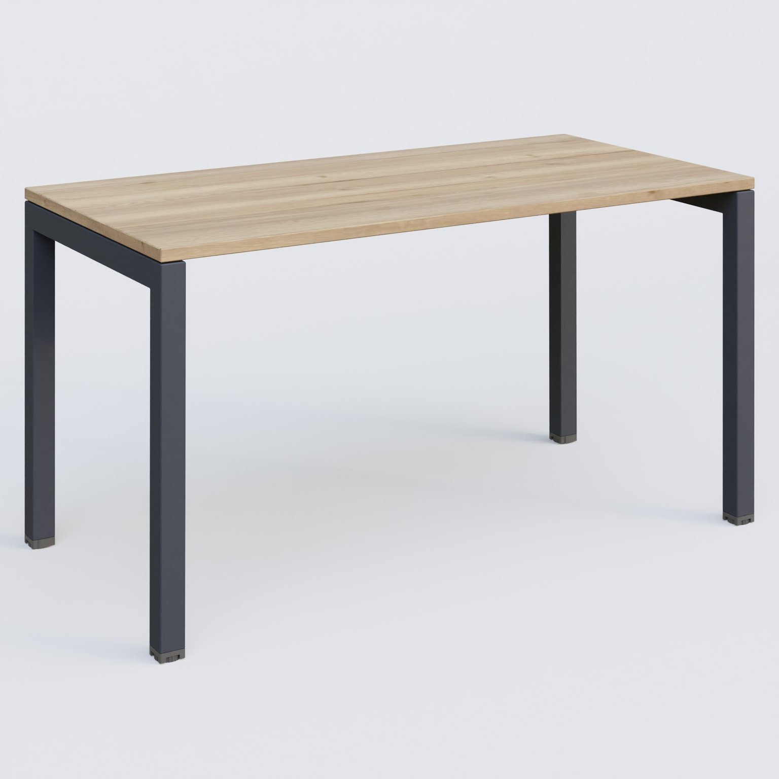 K3 Plateau droit 140x70 pieds fixe. Plateau Chêne naturel et pietement Anthracite.