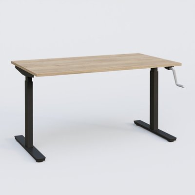 [Pas de famille] - [Pas de sous famille] - Poste solo 140*70 réglable en hauteur manuel 70-116 cm gamme KPro1. Plateau Chêne naturel et pietement Noir.