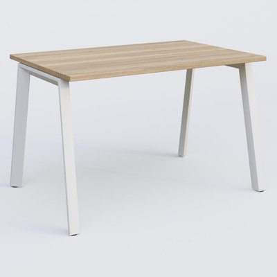 [Pas de famille] - [Pas de sous famille] - K8 plan droit 120*80 sur pieds fixe. Plateau Chêne naturel et pietement Blanc
