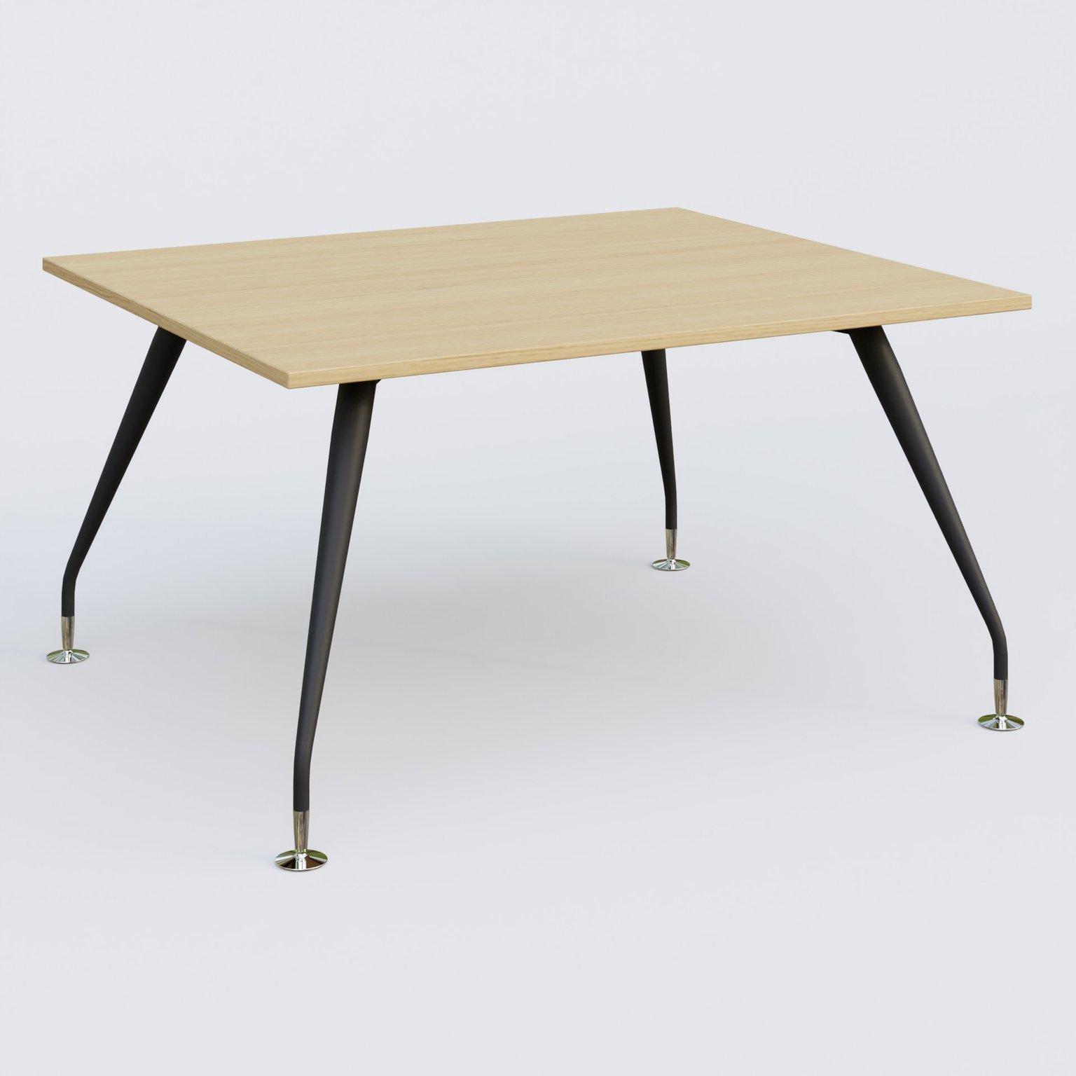 K5 plan droit 140*120 cm. Plateau Chêne clair et pietement Noir Mat avec base chromé.