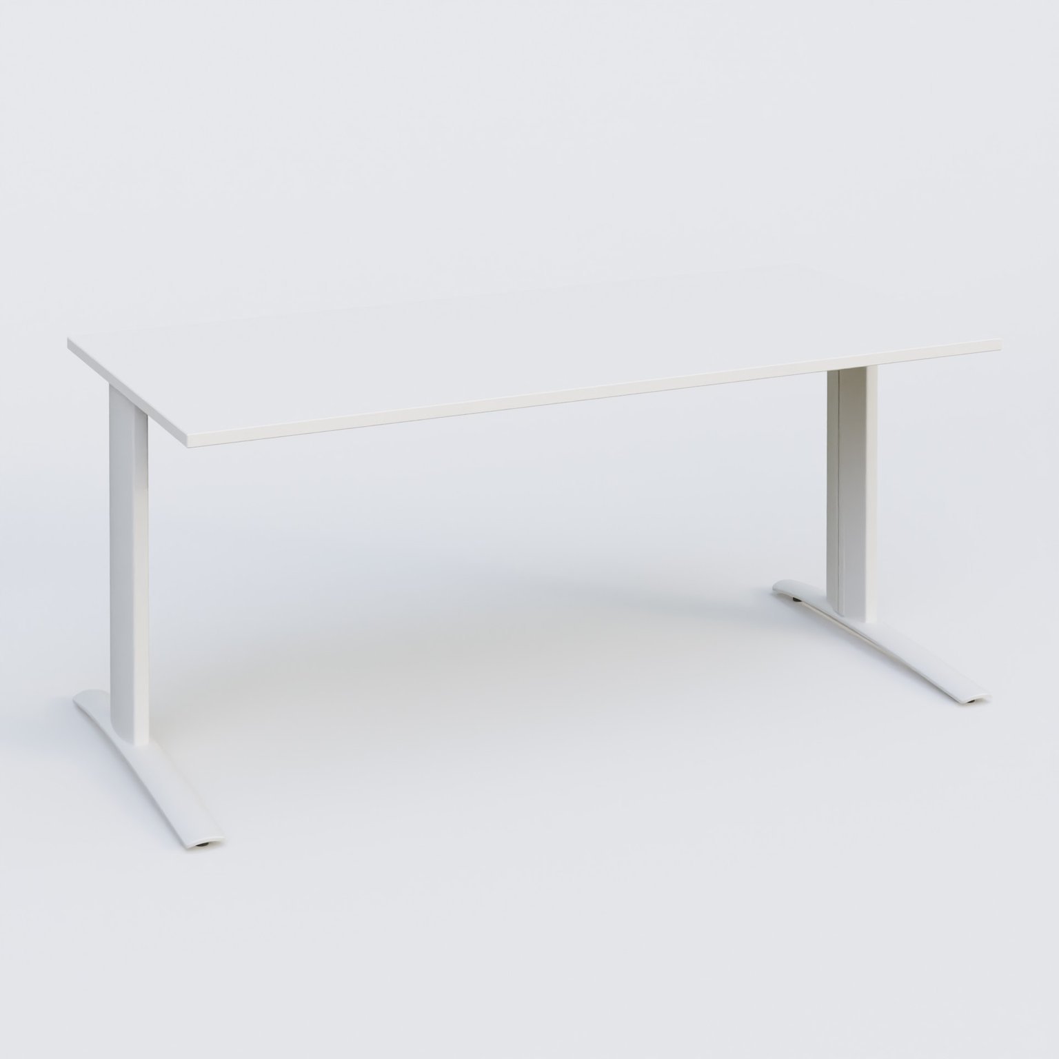 K1 Plateau droit 160x80 pieds fixe. Plateau Blanc et pietement Blanc
