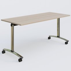 [Pas de famille] - [Pas de sous famille] - Table abattante gamme Arca 160-70 cm. Plateau Acacia et pietement Chrome.