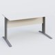 K1 Plateau droit 140x80 avec voile de fond bois. Plateau Blanc et pietement Aluminium