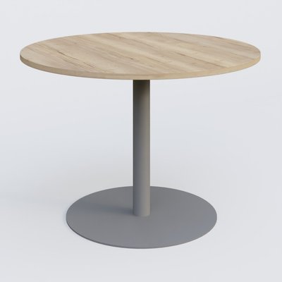 [Pas de famille] - [Pas de sous famille] - Table ronde diametre 100 cm avec pieds colonne centrale. Plateau Chêne naturel et pietement Aluminium
