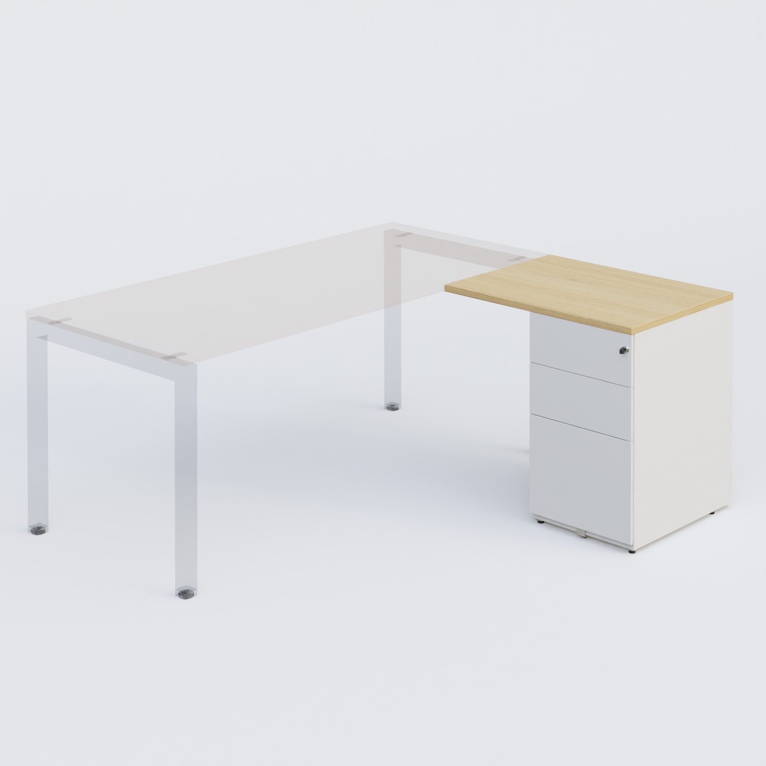 K3- Retour direct 80x60 sur caisson métal HB 3 tiroirs