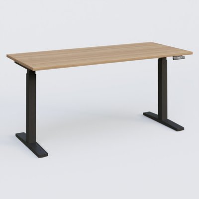 [Pas de famille] - [Pas de sous famille] - Poste solo 160*70 réglable en hauteur éléctriquement de 70-120 cm gamme KPro2. Plateau Noyer et pietement Noir.