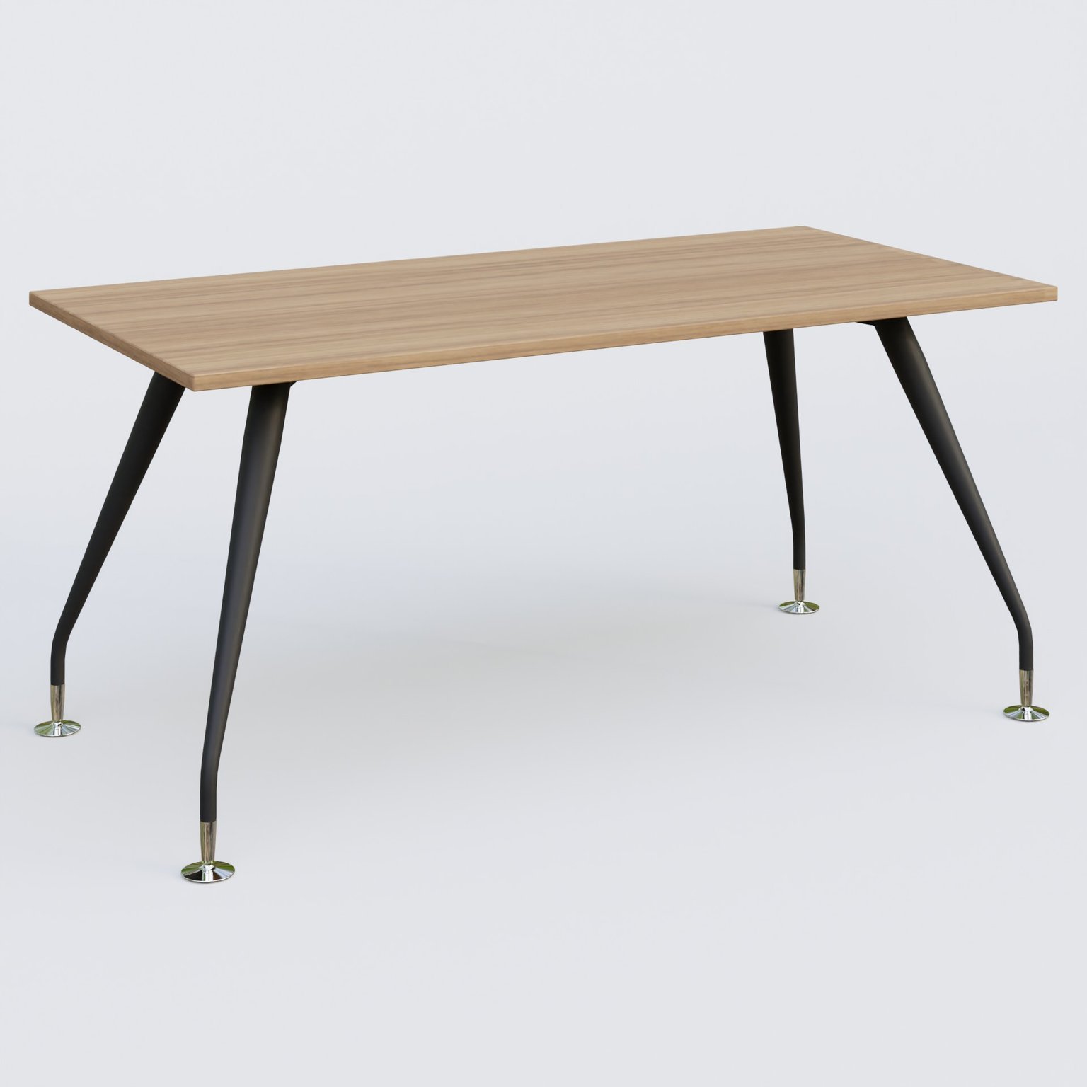 K5 plan droit 160*80 cm. Plateau Noyer et pietement Noir Mat avec base chromé.