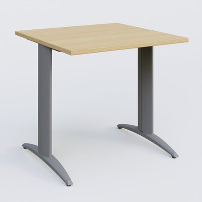 [Pas de famille] - [Pas de sous famille] - K2 Plateau droit 80x80 pieds fixe. Plateau Chêne clair et pietement Aluminium.