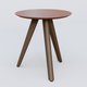 Table Basse Fashion Styl piètement 3 pieds en bois et plateau bois. Plateau Brun cuivré (RAL 8004) et pietement Chêne Moka.