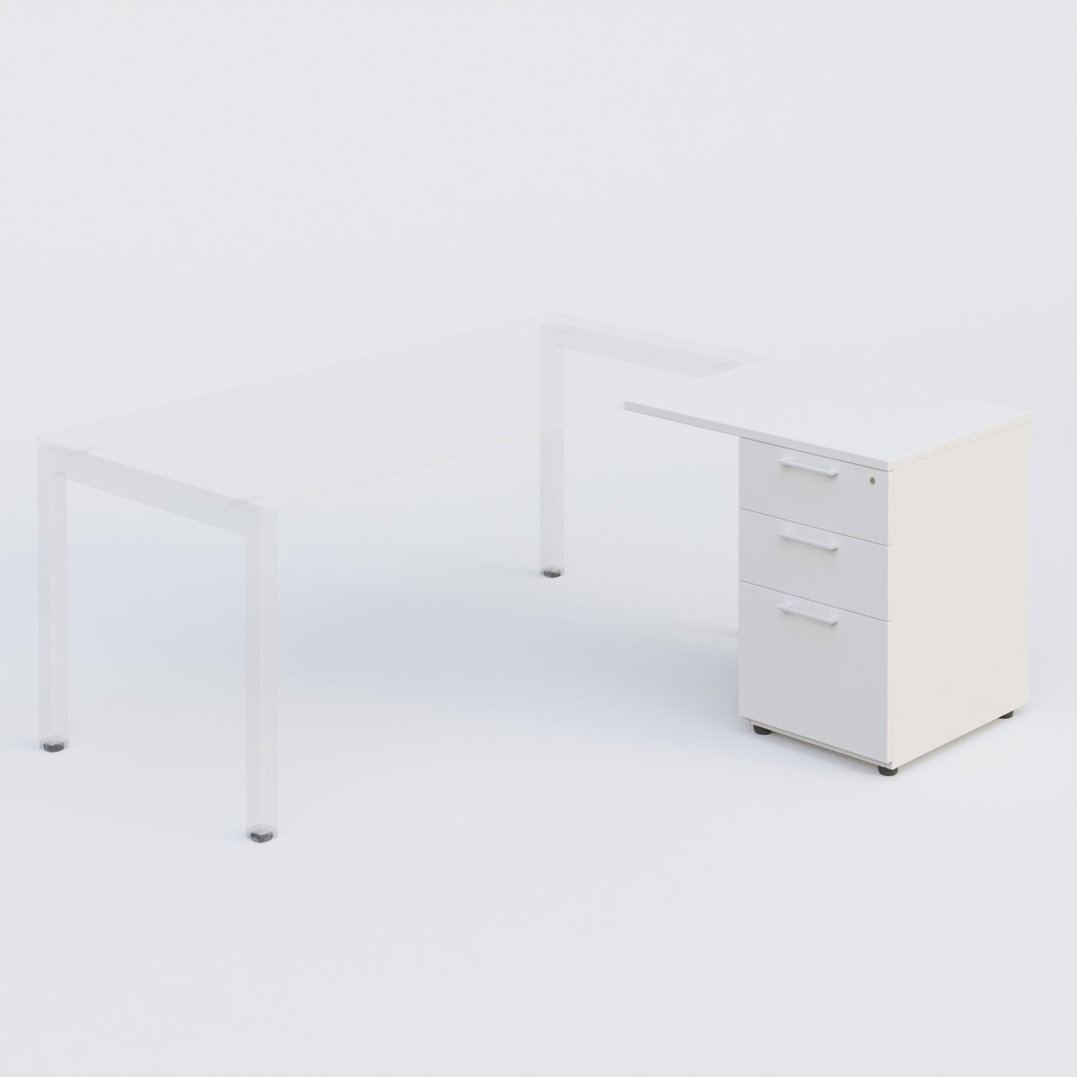 Retour direct 60x80cm sur caisson porteur bois 3 tiroirs blanc/blanc - sur délai