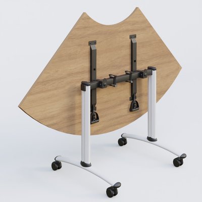 [Pas de famille] - [Pas de sous famille] - Module 1/4 de couronne pour table abattante gamme Arca 120-120 cm. Plateau Noyer et pietement Blanc.
