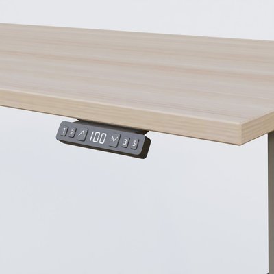 [Pas de famille] - [Pas de sous famille] - Poste solo 140*80 réglable en hauteur éléctriquement de 70-120 cm gamme KPro2. Plateau Acacia et pietement Aluminium.