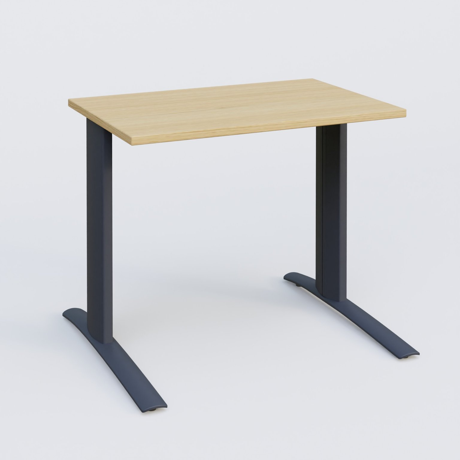 K1 Plateau droit 80x60 pieds fixe. Plateau Chêne clair et pietement Anthracite
