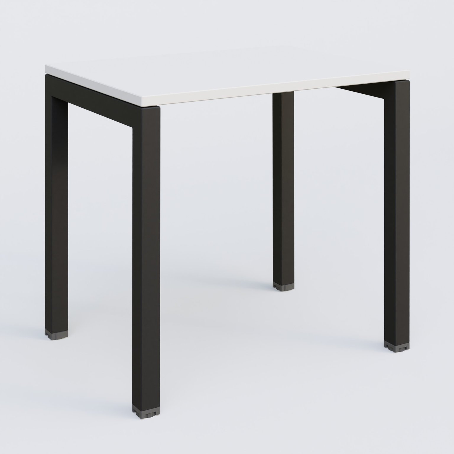 K3 Plateau droit 80x60 pieds fixe. Plateau Blanc et pietement Noir Grainé.