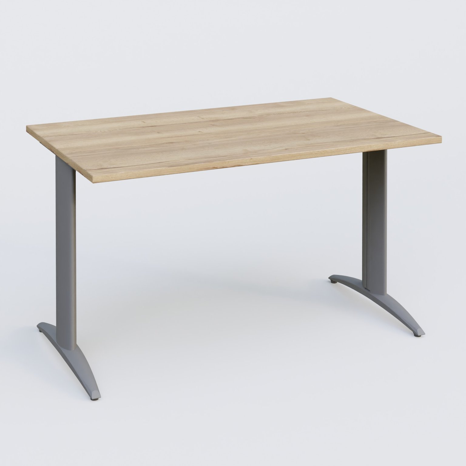 K2 Plateau droit 140x70 pieds fixe. Plateau Chêne naturel et pietement Aluminium