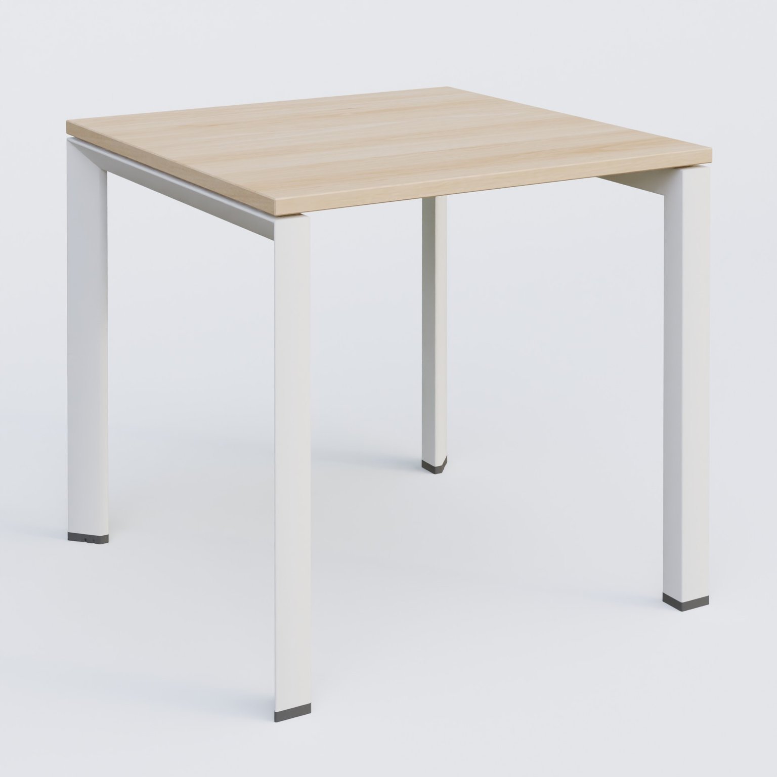 K7 plan droit 80*80 sur pieds fixe. Plateau Hêtre et pietement Blanc