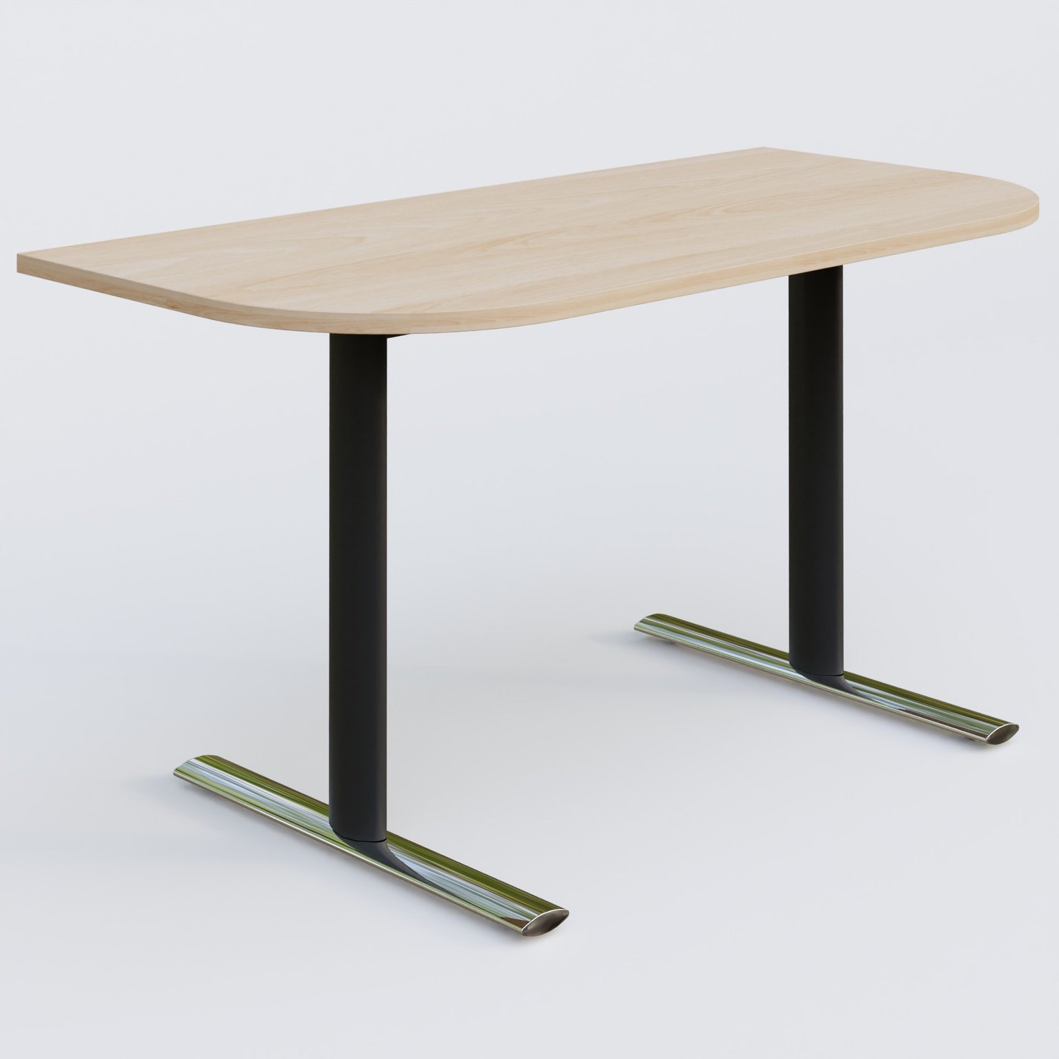 Module d'extrémité gamme Pure 145-70 cm. Plateau Hêtre et pietement Noir/Chrome.