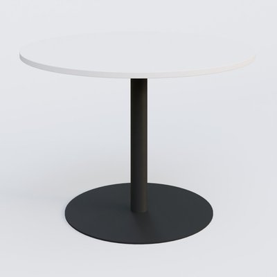 TABLES DE REUNION - Ronde - Table ronde diametre 100 cm avec pieds colonne centrale. Plateau Blanc et pietement Noir Mat