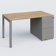 K3 Plateau droit 140x80 avec caisson métalique sous le plateau. Plateau Noyer et pietement Aluminium