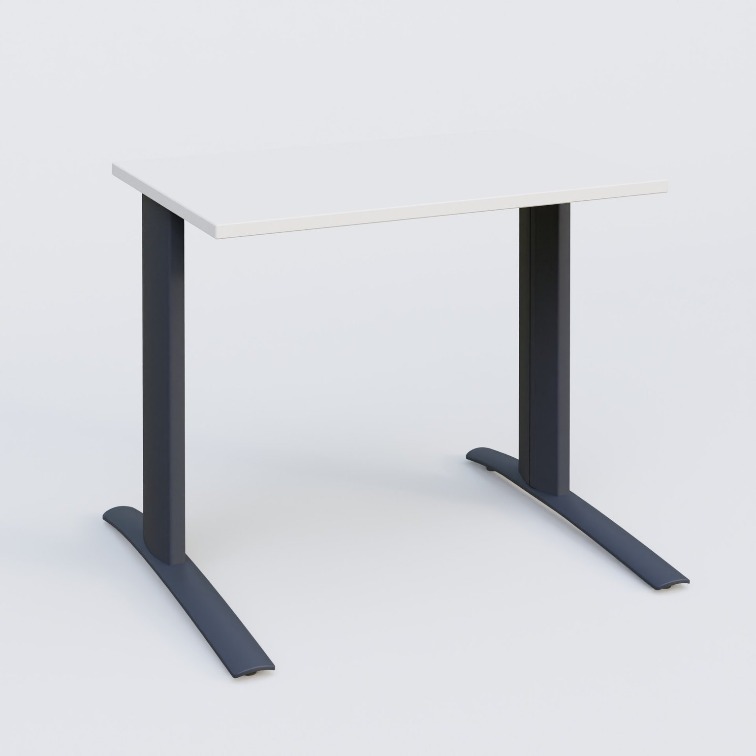 K1 Plateau droit 80x60 pieds fixe. Plateau Blanc et pietement Anthracite