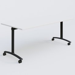 [Pas de famille] - [Pas de sous famille] - Table abattante gamme Arca 180-80 cm. Plateau Blanc et pietement Noir.