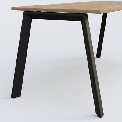 [Pas de famille] - [Pas de sous famille] - K8 plan droit 160*80 sur pieds fixe. Plateau Noyer et pietement Noir Grainé