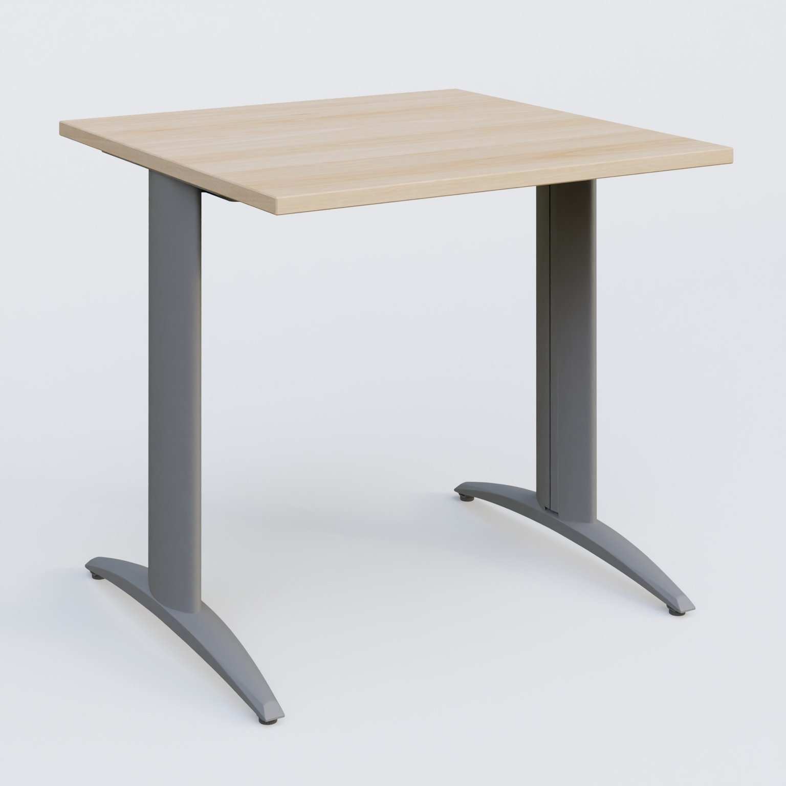 K2 Plateau droit 80x80 pieds fixe. Plateau Hêtre et pietement Aluminium.