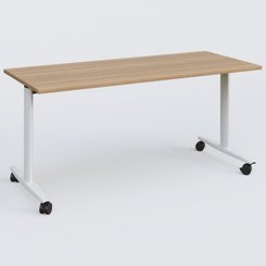 TABLES ABATTANTES - L.160xP.70 cm - Table abattante gamme Design 160*70 cm. Plateau Noyer et pietement Blanc.