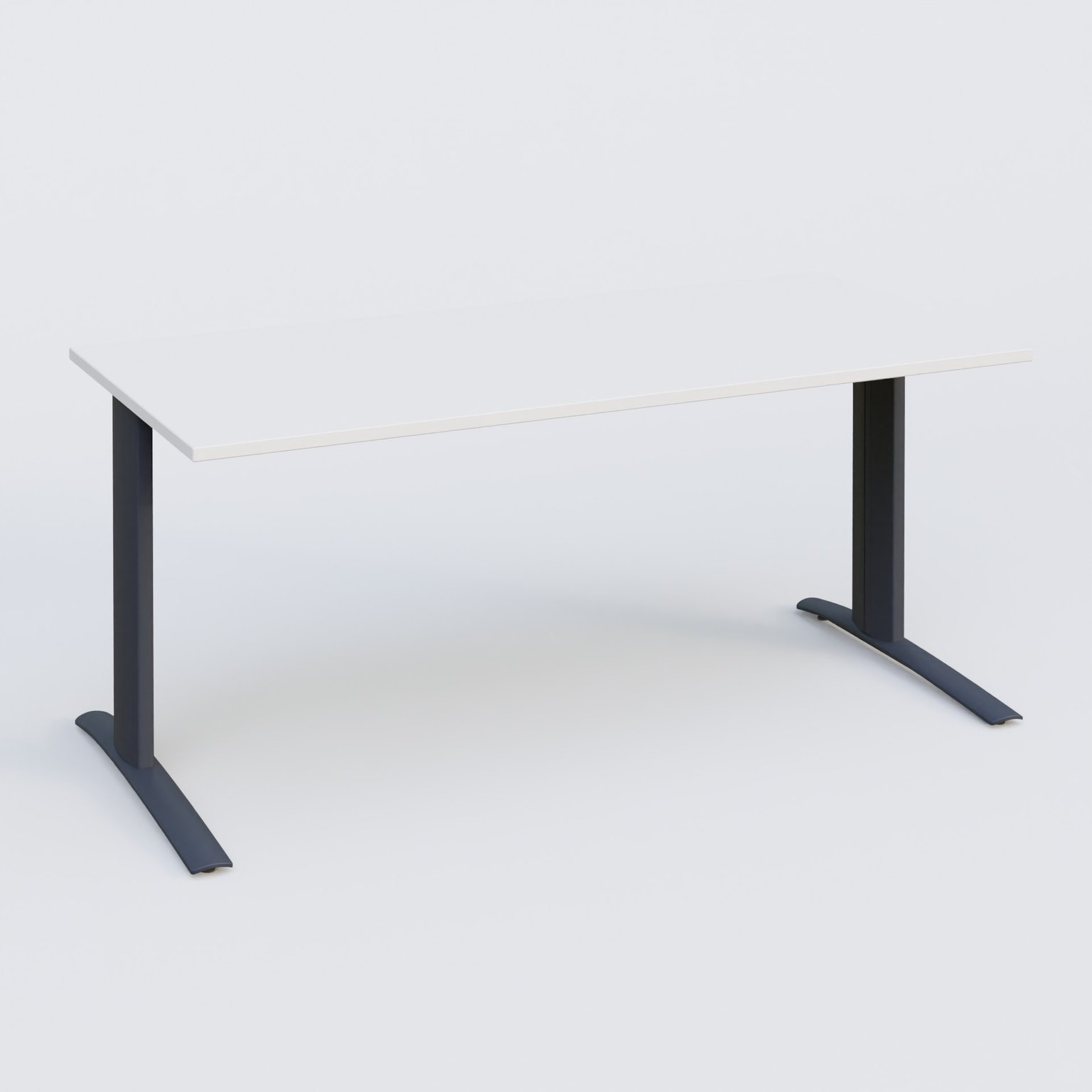 K1 Plateau droit 160x80 pieds fixe. Plateau Blanc et pietement Anthracite