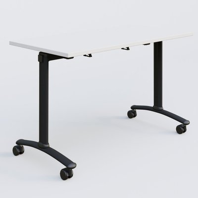 [Pas de famille] - [Pas de sous famille] - Table abattante gamme Arca 120-60 cm. Plateau Blanc et pietement Noir.