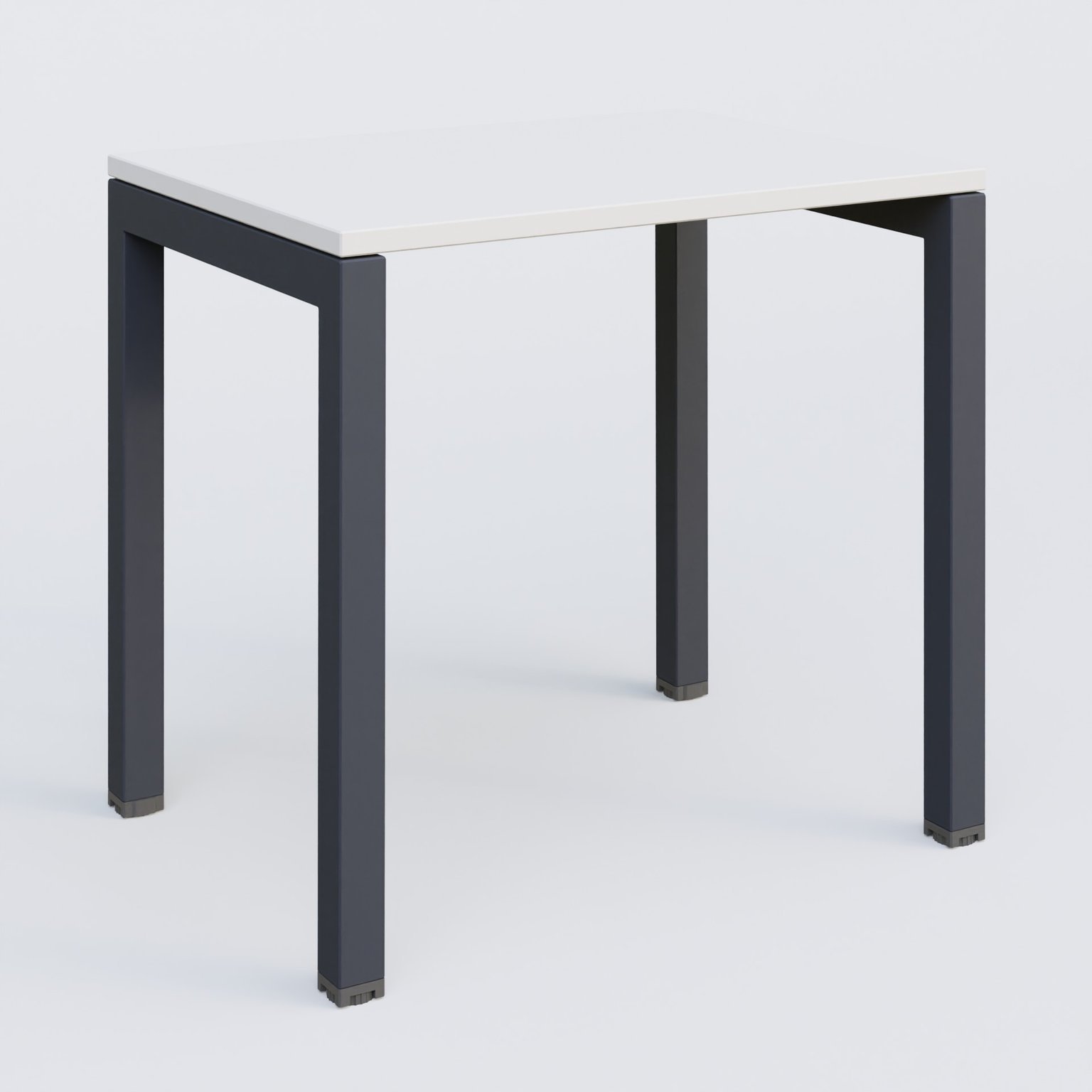 K3 Plateau droit 80x60 pieds fixe. Plateau Blanc et pietement Anthracite.